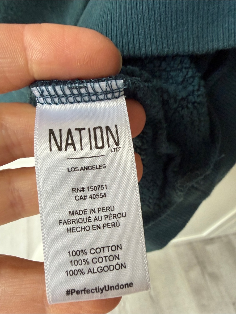 Nation LTD Dark Teal Puff Shoulder Henley Sweatshirt, Size M. - Picture 4 of 13